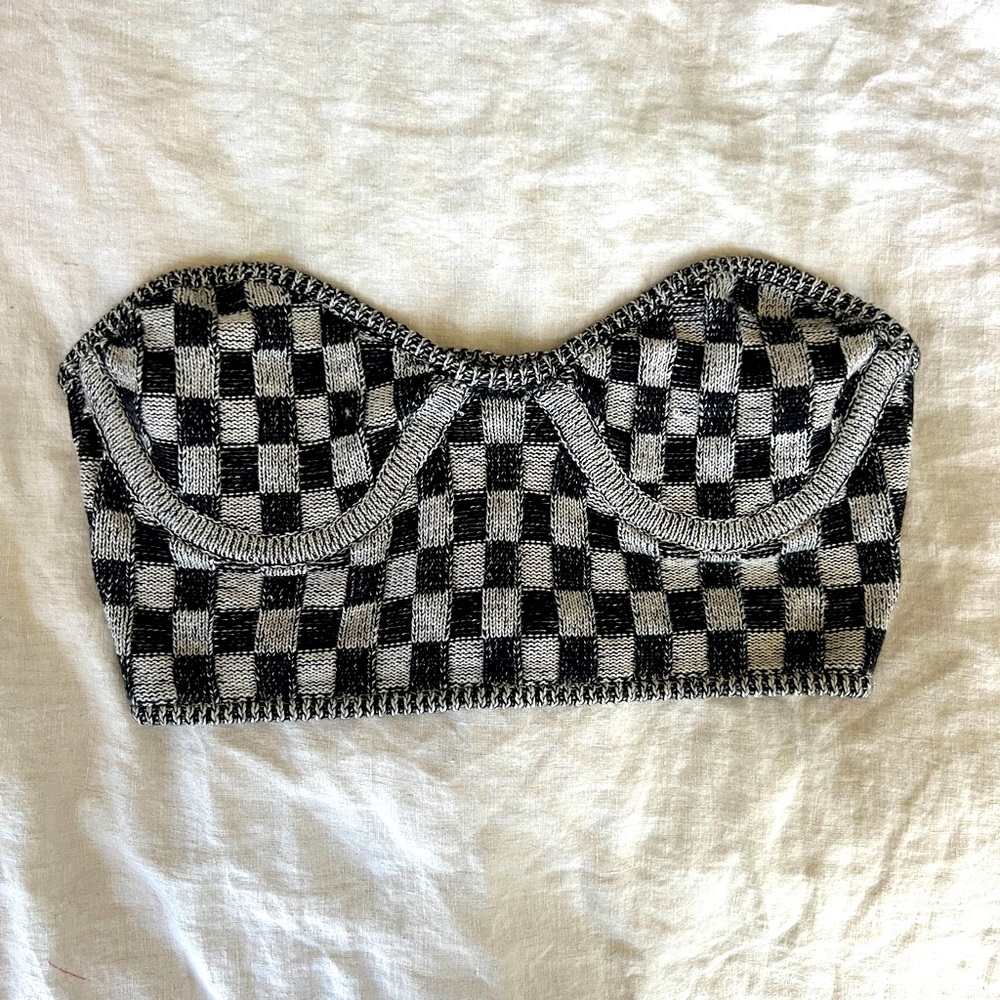 For Love and Lemons Checkered Bustier Top